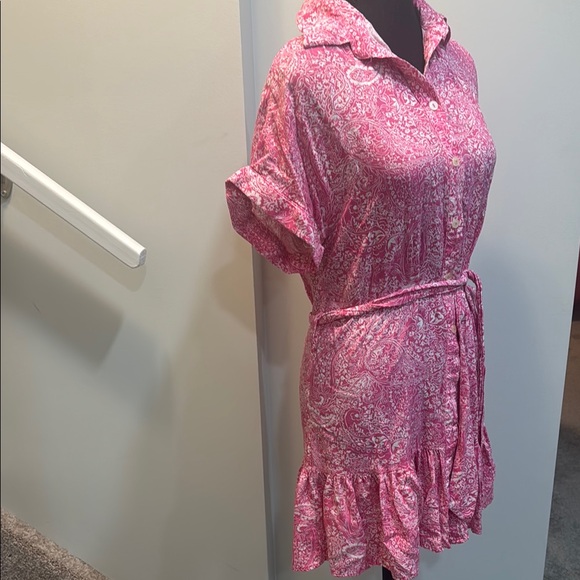 Pink Paisley Button-Up Dress - Picture 2 of 3